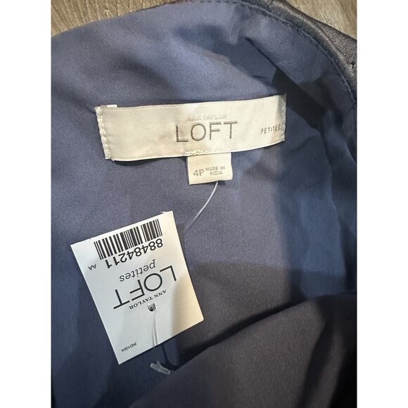 NWT LOFT Ann Taylor Women's Gray Watercolor Sleeveless Sheath Dress Size 4P NEW - Picture 5 of 13